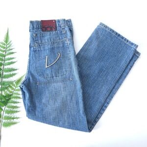 Y2K 100% Cotton High Rise Straight Leg Jeans Women's 4 Medium Wash Denim